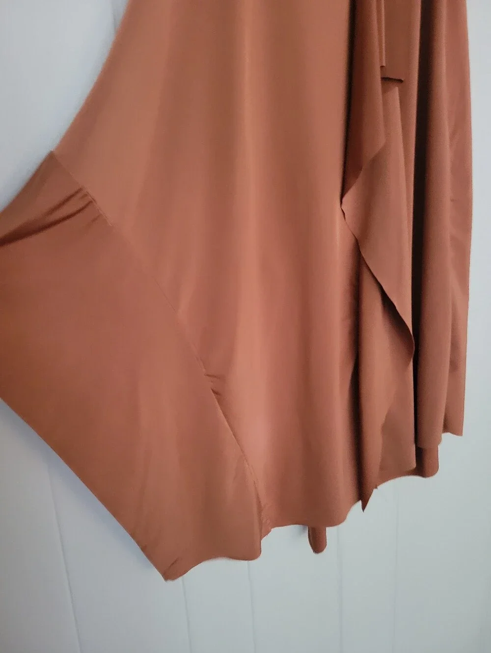 Zara Asymmetrical Skirt Rust Colored Midi Flowy Elastic Waist Brown Tan LG